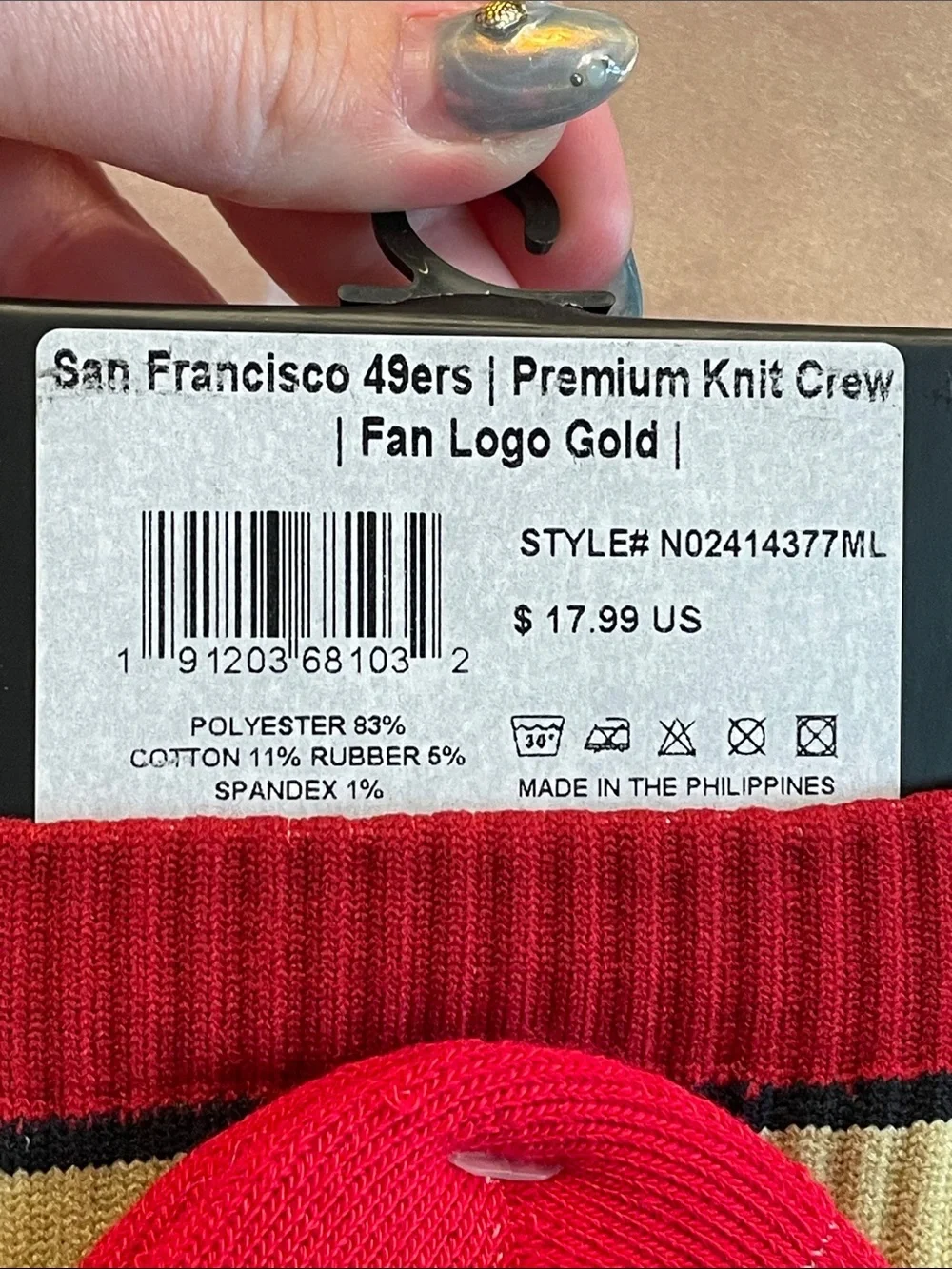 Unisex Strideline San Francisco 49ers Premium Knit Crew Socks - NWT $18 MSRP